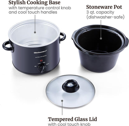 MST-350B Electric Slow Cooker, Adjustable Temp, Entrees, Sauces, Stews & Dips, Dishwasher Safe Glass Lid & Crock (3 Quart, Black) | Dishwasher-Safe Glass Lid & Crock - Great for Entrees, Sauces, Stews & Dips & Family Meals6