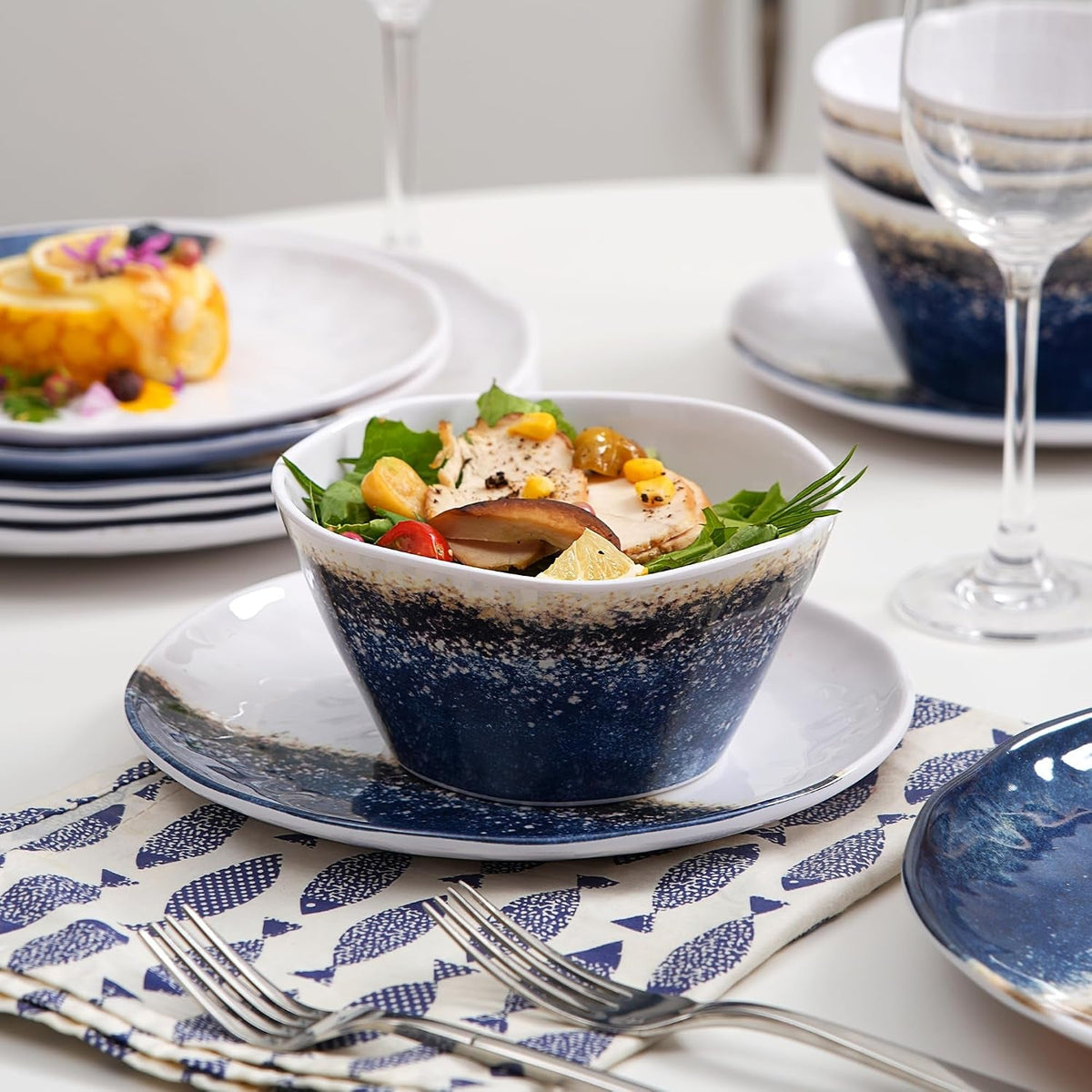 12-piece-melamine-dinnerware-set-for-4-blue-ombre-plates-and-bowls