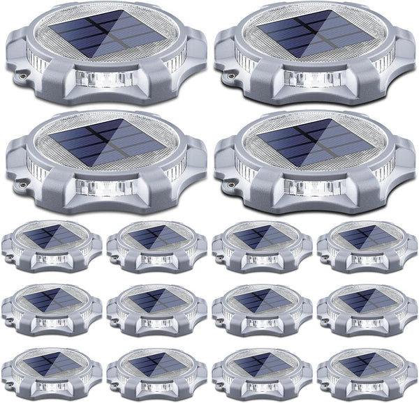 Solar Deck Lights Outdoor 2 Modes LED 16 Pack White/Warm Lighting1