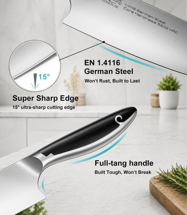 8'' Chef Knife，German Ultra Sharp Kitchen Knife Gifts for Women/Men9