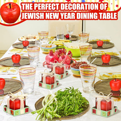 12Pcs Rosh Hashanah Apple Candle Jewish New Year,Red5