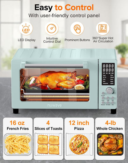 Bravo Pro Smart Air Fryer Toaster Oven Countertop Combo | 10-In-1 Cooking Functions, 1800W, 50-450°F, 21-Qt, Pfas-Free, Upgraded Super Convection, Mint6