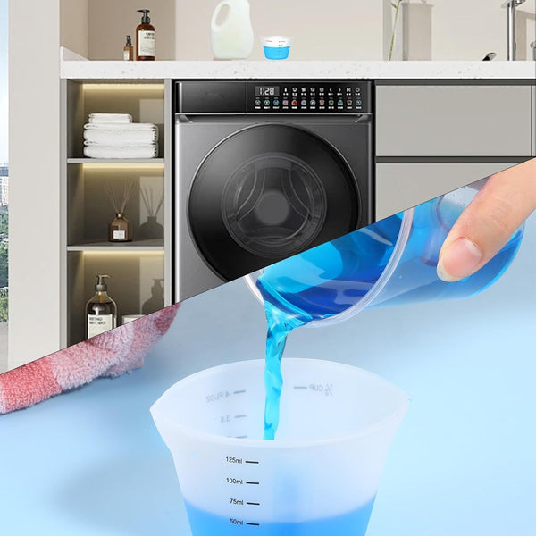 4 Pcs Silicone Laundry Measuring Cup 125Ml Reusable Liquid Measuring Cup Laundry Detergent Dispenser Cups with Scale, Washable No Leak for Home Hotel5