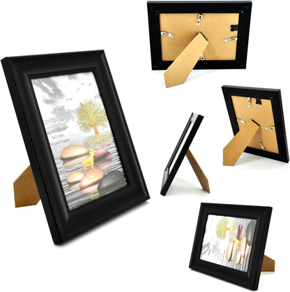 5X7 Picture Frames Black Wood Pattern High Definition Glass for Table Top Display and Wall Mounting Photo Frame，Pack of 43