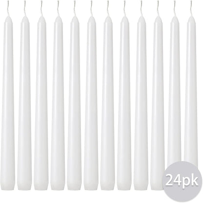 Taper Candles 10 Inch (H) Dripless, Set of 24 White Unscented and Smokeless Taper Candles Long Burning, Paraffin Wax with Cotton Wicks for Burning 8 Hours Time2