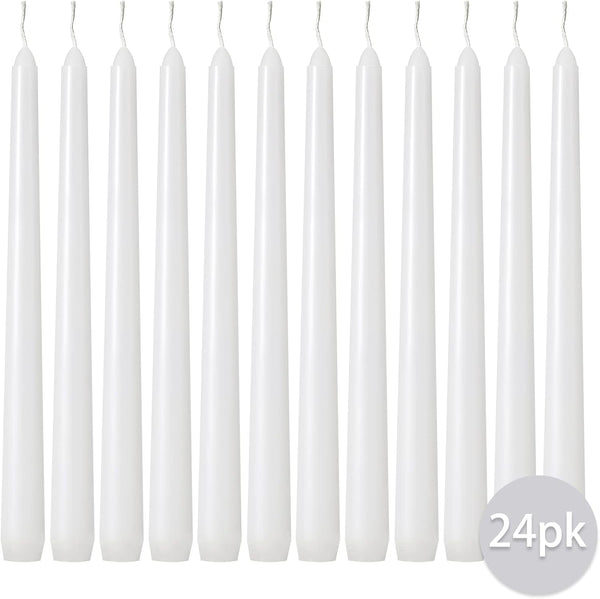 Taper Candles 10 Inch (H) Dripless, Set of 24 White Unscented and Smokeless Taper Candles Long Burning, Paraffin Wax with Cotton Wicks for Burning 8 Hours Time2