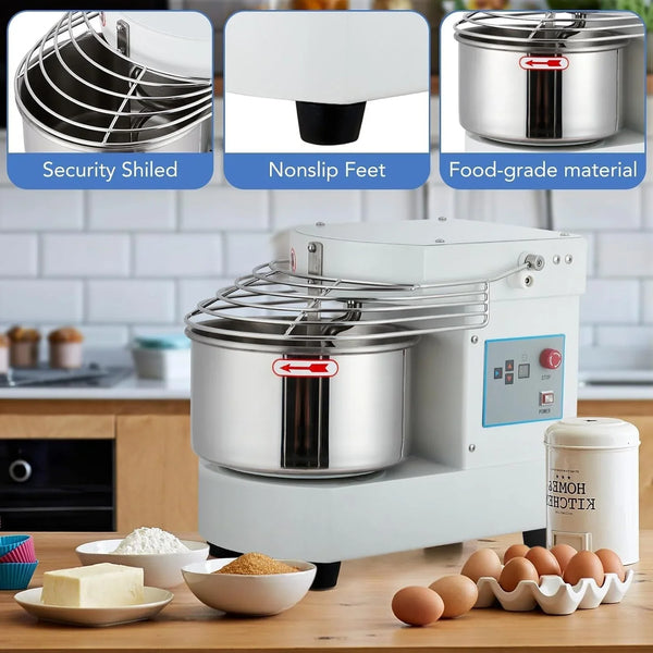 10.5 Qt Commercial Food Mixer，110V 650W Dual-Rotation Dough Kneading Machine with Touchscreen Timer，Food-Grade Stainless Steel Bowl & Safety Shield for Bakeries & Restaurants​​4