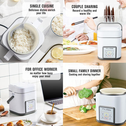 Mini Rice Cooker, 1.2L with Ceramic-Coated Pot, 2.5-Cup Uncooked | Food Steamer, 12-Hour Delay Timer, Compact Size for 1-2 People, for Rice, Grains, Oatmeal, Dorm Rooms and Travel7