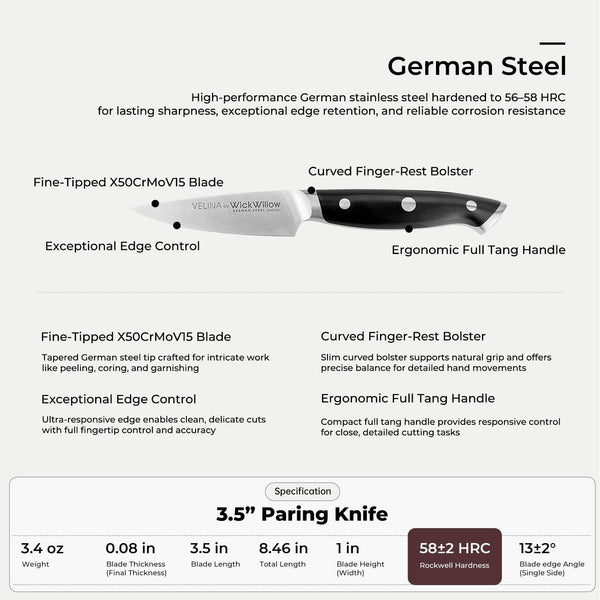 3.5” Paring Knife – Ultra Sharp German Steel, Small Fruit Knife6