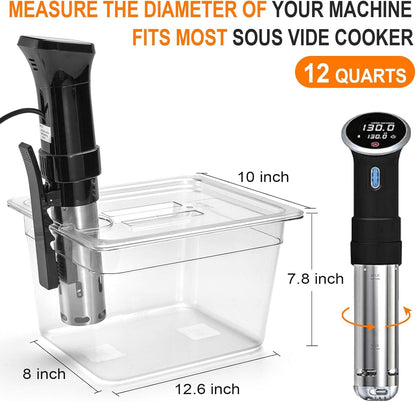 Sous Vide Container 12 Quart with Lid, Rack, Sleeve and Cookbook | Bpa-Free Complete Kit Includes Rack, Insulated Sleeve and Recipe Booklet; Compatible with Anova and Most Sous Vide Cookers.4