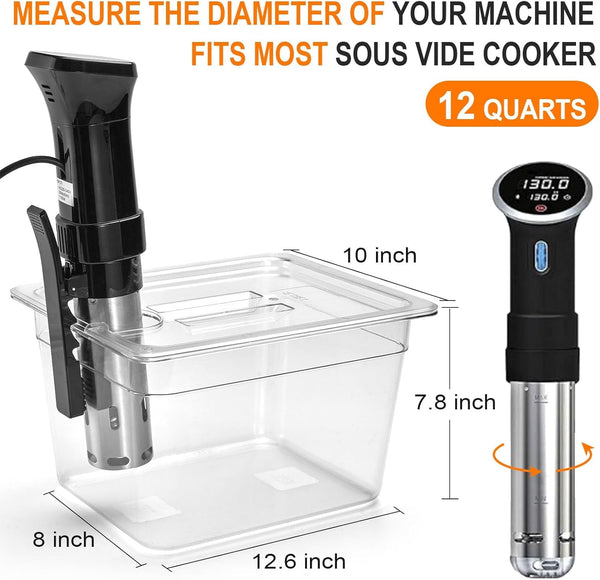 Sous Vide Container 12 Quart with Lid, Rack, Sleeve and Cookbook | Bpa-Free Complete Kit Includes Rack, Insulated Sleeve and Recipe Booklet; Compatible with Anova and Most Sous Vide Cookers.4