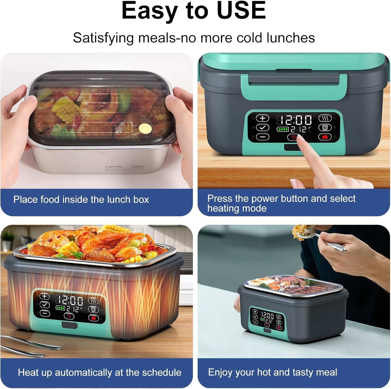 cordless-electric-heated-lunch-box-1-5l-6-3-cups-100w-rechargeable-smart-self-heating-food-warmer-with-removable-divider-spoon-fork-bpa-free-portable-lunchbox-for-car-travel-office-lake-green