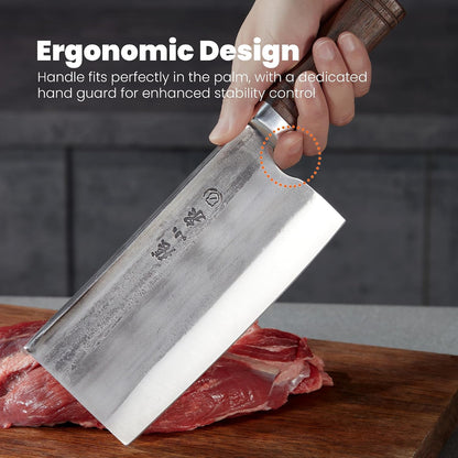 Meat Bone Cleaver Knife Heavy Duty, Hand Forged Butcher with Sheath for Kitchen Outdoor Camping BBQ Gift for Men6