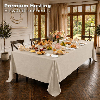 Classic Linen™ by D'Moksha, Natural Tablecloth, Rectangle Tablecloth 60 X 132 Inch, 100% Pure Linen, Machine Washable, Long Table Cloth for Dining- Fall, Weddings, Outdoor Hosting3
