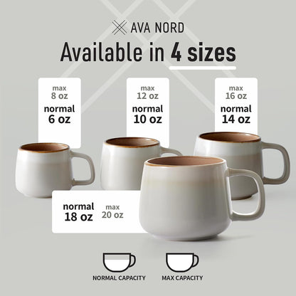 Stoneware Ceramic Coffee Mugs Set of 4 | 12 Oz | Sage Ash | Lead-Free, Non-Toxic, Freezer - Microwave & Dishwasher Safe, Comfortable Handle, Aesthetic Nordic Design for Cappuccino5