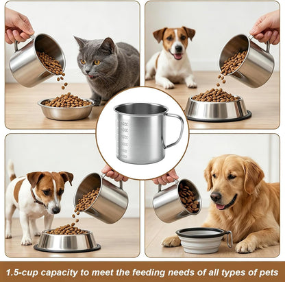 1.5 Cup Dog Food Scoop, Dog Food Measuring Cup Stainless Steel with Handle4