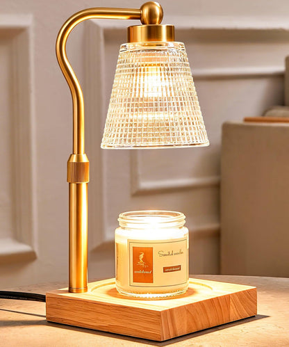 Height Adjustable Candle Warmer Lamp with Timer, 3 Dimmable Wax Melt Warmer, Birthday Gifts for Women Mom, House Warming Gifts New Home Decor, Candle Warmer for Jar Candles with 2 Bulbs, Gold-Clear1