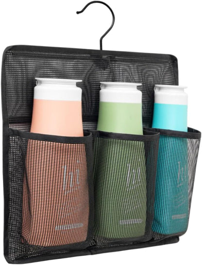Mesh Shower Organizer,Shower Caddy with Rotating Detachable Metal Hanger, Quick Dry Bathroom Storage for Toiletry Accessories, Portable Shower Bag for Rv,Dorm,Gym and Travel (Black)1