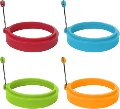 Food Grade Silicone Egg Rings, Multicolor, Egg Ring Molds for Cooking, Fried Egg Rings(4 Pack, 4 Inches)1