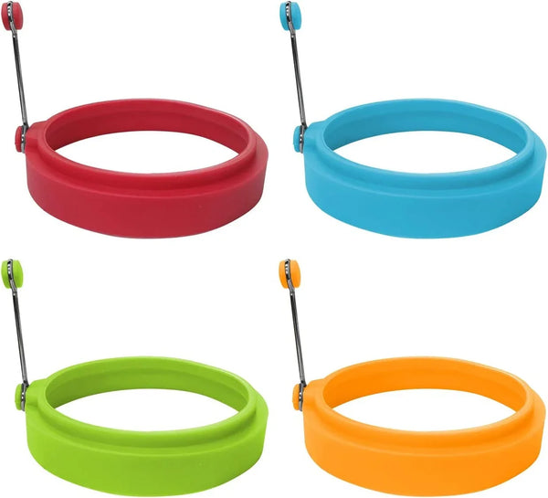 Food Grade Silicone Egg Rings, Multicolor, Egg Ring Molds for Cooking, Fried Egg Rings(4 Pack, 4 Inches)1