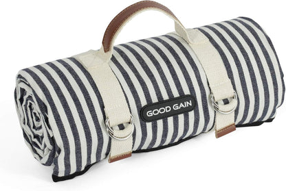 Waterproof Picnic Blanket Portable with Carry Strap for Beach Mat or Family Outdoor Camping Party (Navy Blue)1
