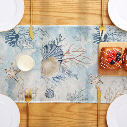 Coastal Sea Shell Starfish Table Runner 13X72 Inch Summer Ocean Beach Kitchen Dinning Table Decoration for Indoor Outdoor Home Party Décor5
