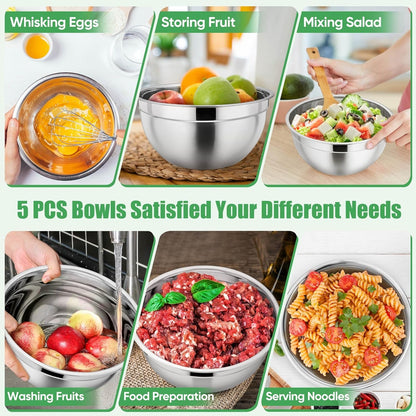 Metal Mixing Bowls with Lids Set, Airtight Lids & Multicolor5