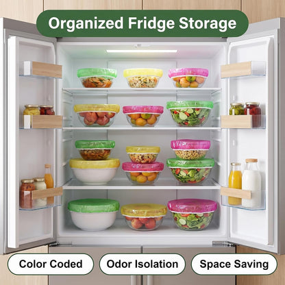 60 Pcs Reusable Elastic Food Bowl Covers 3 Sizes BPA Free for Kitchen | Translucent Stretchable, Colorful, Alternative to Foil & Plastic Wrap, BPA Free5