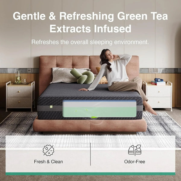 12 Inch King Size Gel Memory Foam Mattress for Ergonomic Comfort | 12 Inch King Mattress for Responsive Support, with Green Tea-Infused Foam, Breathable Side Panel, Mattresses in a Box5