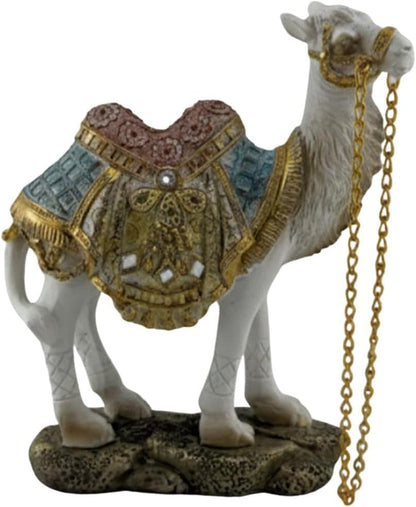 Ornate White Camel Figurine — Decorative Resin Camel Statue with Gold Embellished Saddle & Chain — Luxury Home Décor Accent for Mantel, Shelf, Tabletop (5.5 × 2 × 6 In, 0.4 Lb)1