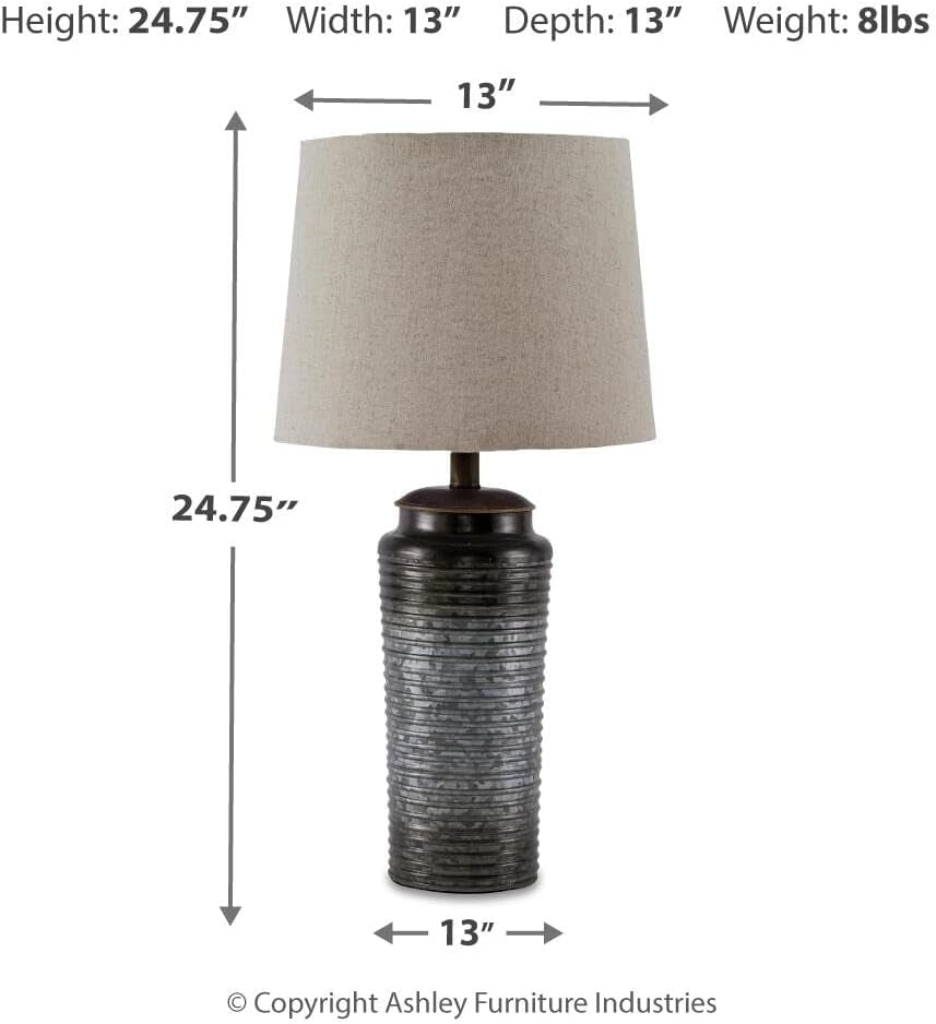 signature-design-by-ashley-norbert-living-room-table-lamp-set-of-2-gray-galvanized-metal-with-ribbed-ombre-finish-medium-fabric-hardback-shade-supports-up-to-150-watts-living-room-placement