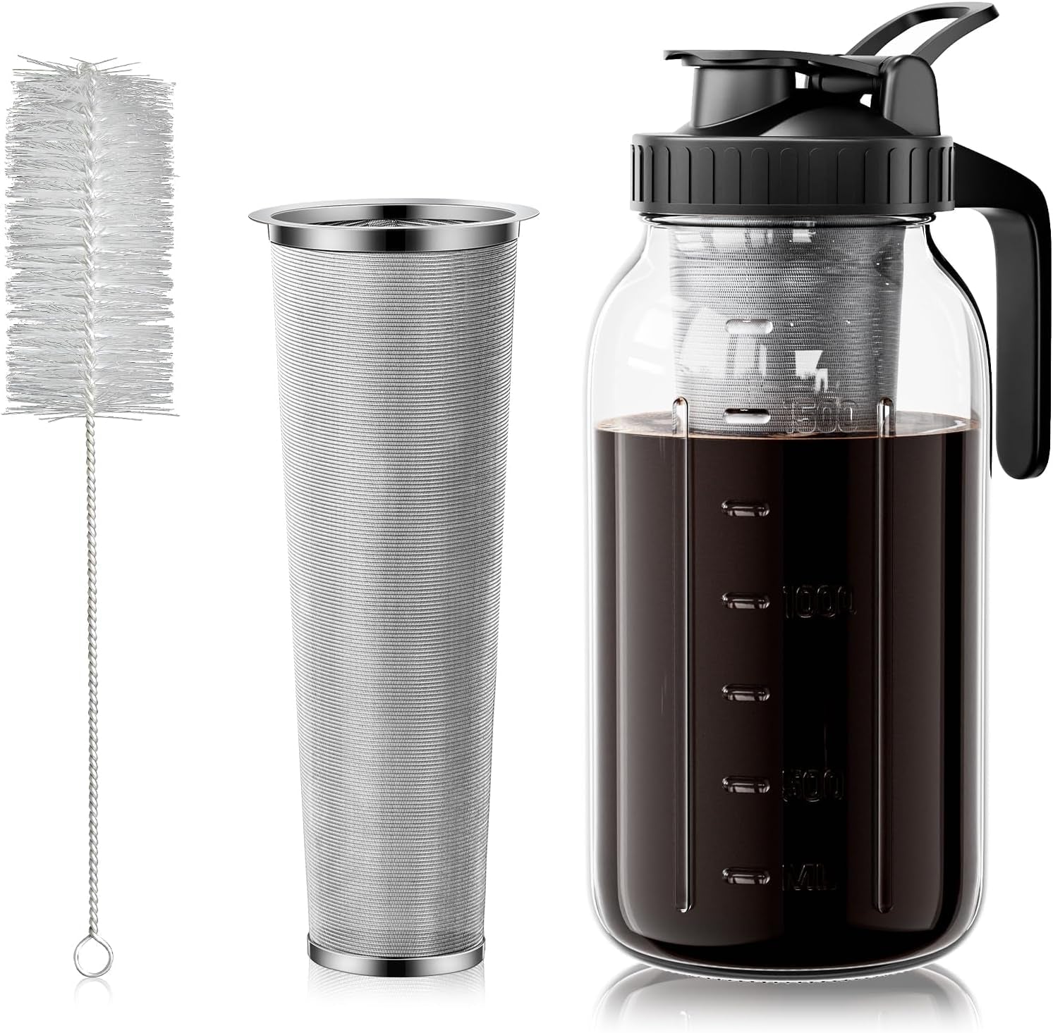 64-oz-cold-brew-coffee-maker-mason-jar-pitcher-with-304-ss-filter-100μm-fine-mesh-stainless-steel-filter-airtight-leakproof-pour-flip-spout-ergonomic-handle-wide-mouth-heavy-duty-glass