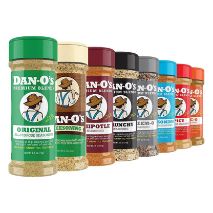 Dan-O’S Seasoning Variety Pack – 8 Bottle Set (Extra-Small Bottles) – Original, Spicy, Chipotle, Crunchy, Cheesoning, Preem-O, Sea-Soning & Tac-O – All Purpose, Sugar Free, Zero Calorie Spice Set1