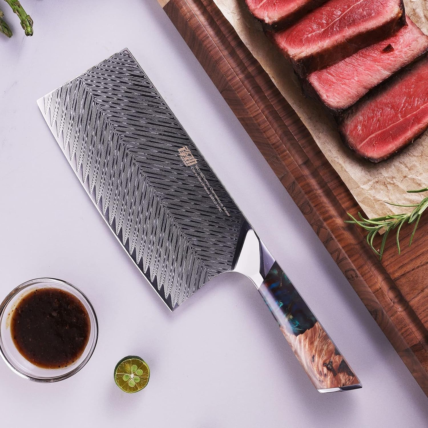 nebula-series-cleaver-knife-multipurpose-chinese-chef-knife-10cr15comov-damascus-steel-blade-resin-and-figured-sycamore-handle-full-tang-7-inch-blue-for-meat-vegetable-shredding