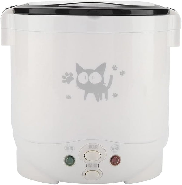 Mini Rice Cooker, 12V Electric Lunch Box Portable Travel Cooker for Car, Multifunctional Electric Food Steamer, Fast Cooking, Fully Automatic, Non Stick Pot for Travel, Camping (White)1