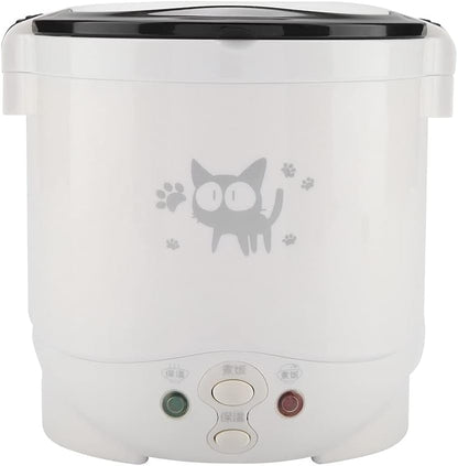 Mini Rice Cooker 1L, Portable Electric Food Steamer for Car Travel Camping - Fast Automatic Cooking Lunch Box with 12V1