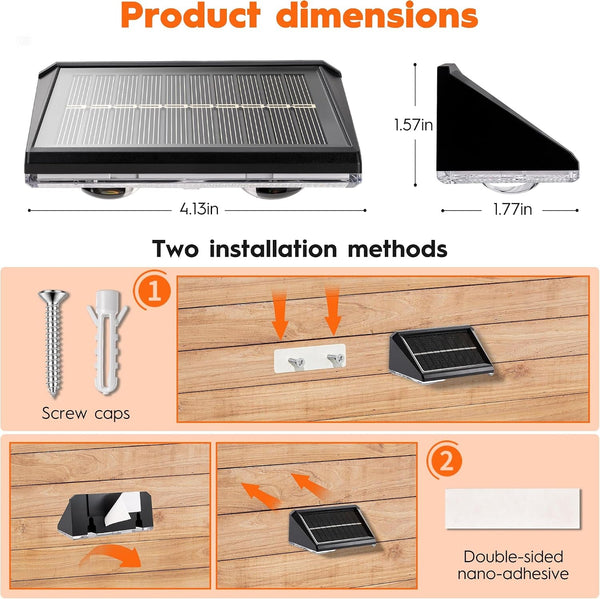 6 Pack Solar Lights Outdoor, LED Solar Fence Lights, IP65 Deck Lights2