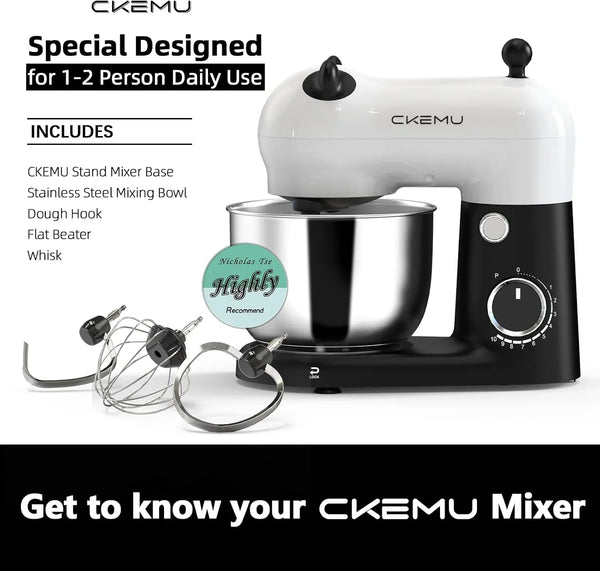 Stand Mixer, Compact & Space-Saving, Stainless Steel Bowl, Unique & Playful Design, Effcient Motor, Dishwasher-Safe Attachments, SM-2549A (Panda)2