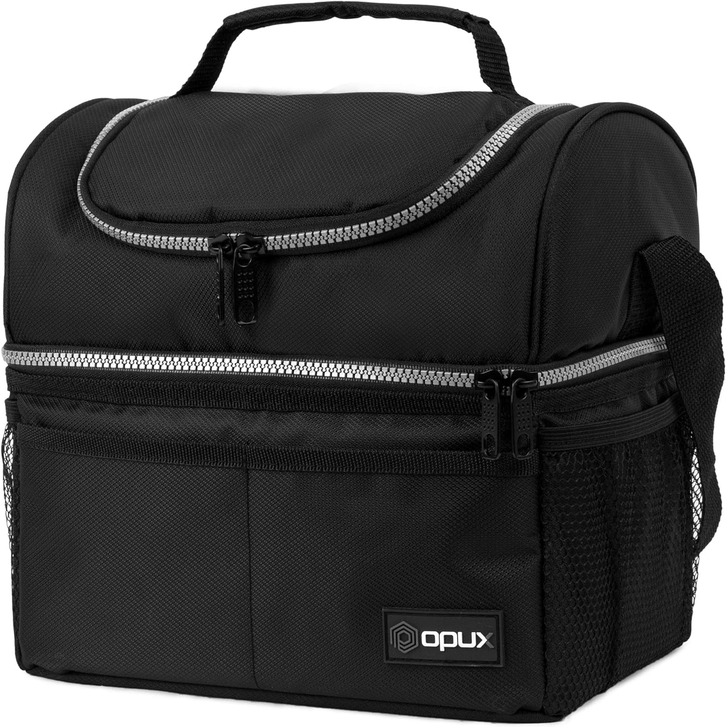 insulated-lunch-bag-for-men-women-double-decker-leakproof-black