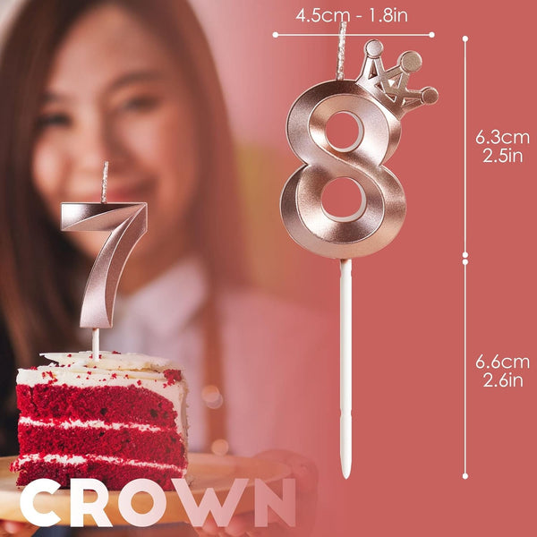 18Th Birthday Candles for Cake, Number 18 Rose Gold Candles with Crown, 3D Design Birthday Cake Topper for Girl Women Birthday Party Wedding Anniversary Celebration Decorations Supplies4