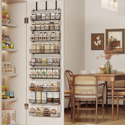 9-Tier Spice Rack Organizer with Door Hook, Wall Mount, and Extra Large Capacity for Pantry Door – Stylish Black Design for Effortless Organization, Ultimate Kitchen Storage Solution3