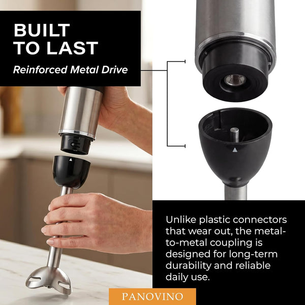 Handheld Immersion Blender, Stick & Hand Blender, 7-Speed, Black | Reinforced Metal Gear, Won'T Strip like Plastic; Whisk, Chopper & Beaker for Soups, Sauces, Smoothies & Baby Food5