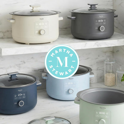 8 Quart Slow Cooker, Ceramic Nonstick Crock, Indigo Blue | 6 Modes, Delay Timer, Keep Warm, Dishwasher Safe Bowl & Glass Lid, Stovetop & Oven Safe Removable Pot, Simmet, Reheat, Warm12