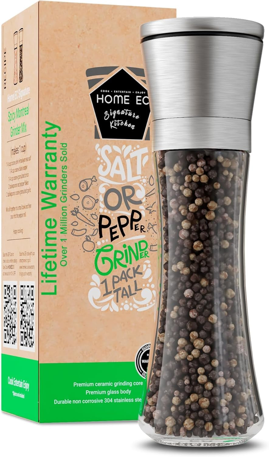 original-stainless-steel-salt-or-pepper-grinder-1pk-adjustable-ceramic-sea-salt-grinder-or-pepper-mill-tall-glass-spice-shaker-spice-mill-w-ebook