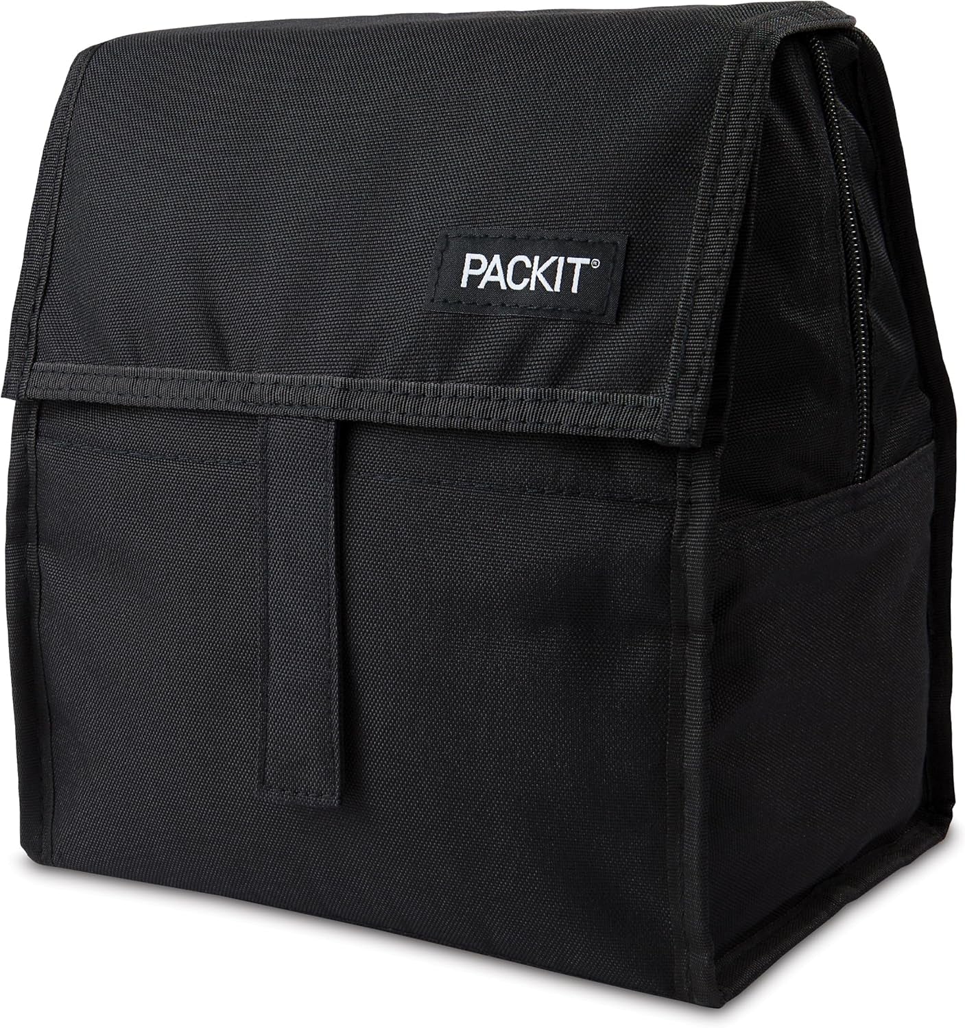 freezable-lunch-bag-black-built-with-ecofreeze-technology-foldable-reusable-zip-and-fold-closure-with-buckle-handle-perfect-for-school-and-office-lunches