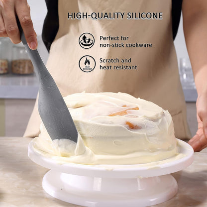 Silicone Spurtle Set, Silicone Spatula Set, Heat Resistant Cooking Utensil for Nonstick Cookware, Serving，Baking, Whisking, Smashing, Scooping, Spreading, 4 Piece4