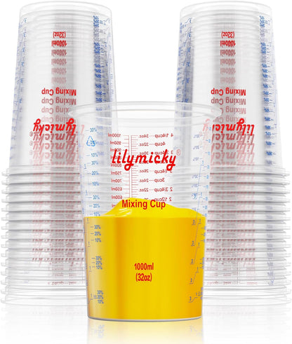 25 Pack Plastic Mixing Cups, 32 Oz Disposable Mixing Cups1