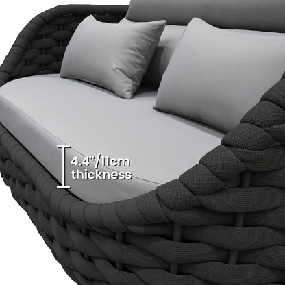 Outdoor 4 PCS Patio Conversation Set, All-Weather Wicker Patio Couch Sofa with Waterproof Thick Cushion Coffee Table for Porch, Balcony Mix Color7