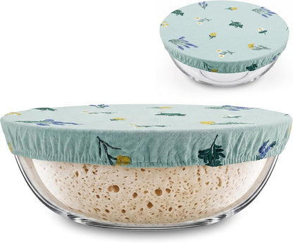 Glass Mixing Bowls 6.3 QT with Reusable Beeswax Bowl Covers for Sourdough Bread Making, 12 Inch Thickened Clear Large Salad Bowls for Kitchen Baking, Food Prep, Prepping, Microwave & Dishwasher Safe1
