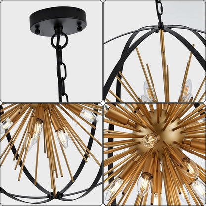 Black Gold Sputnik Chandelier, Starburst Firework Pendant Light Fixtures5